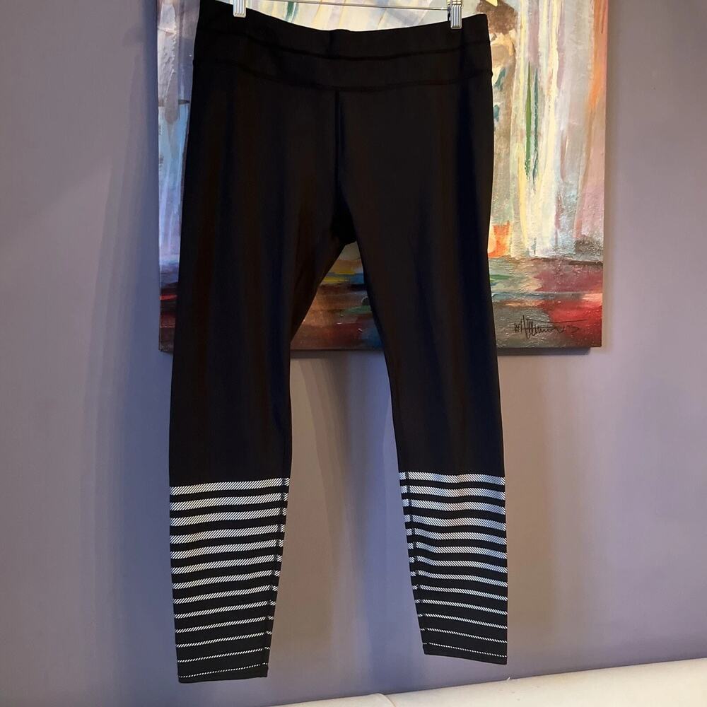 Athleta Sz XL Striped Tight Leggings Silver Black Women's/See details GOOD